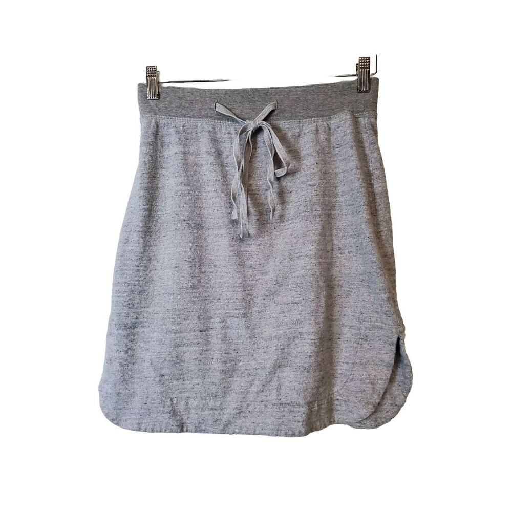 James Perse 0 Skirt Women Gray Casual Terry Drawstring Mini Xs Cotton